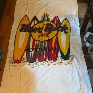 Vintage Hard Rock Cafe Honolulu Surfboard Towel - Red, Yellow, Purple in very go
